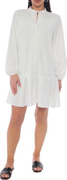 TASH AND SOPHIE Long Sleeve Drop Waist Shirtdress