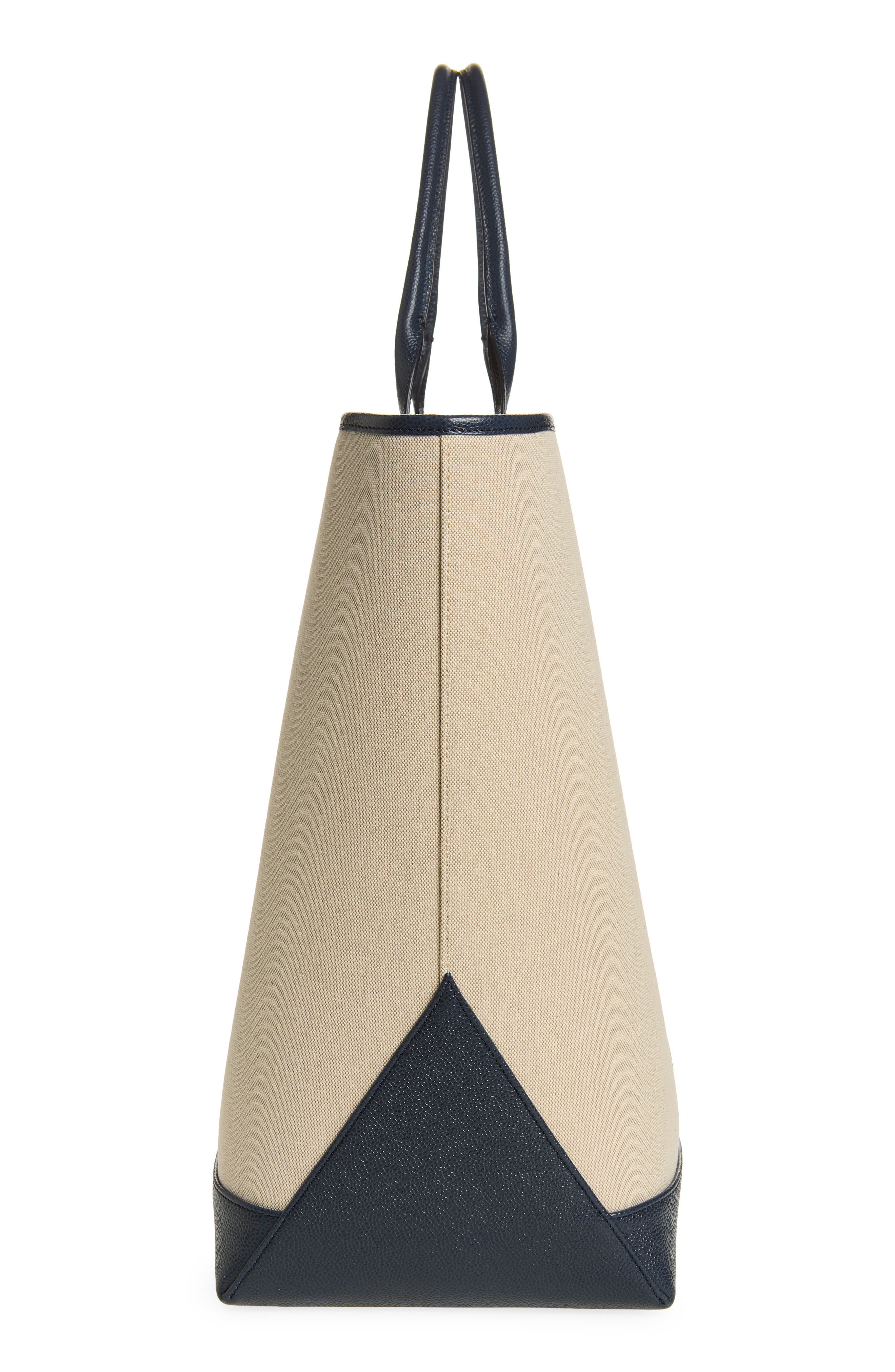 Thom Browne Oversize Canvas & Leather Tool Tote, Alternate, color, Navy