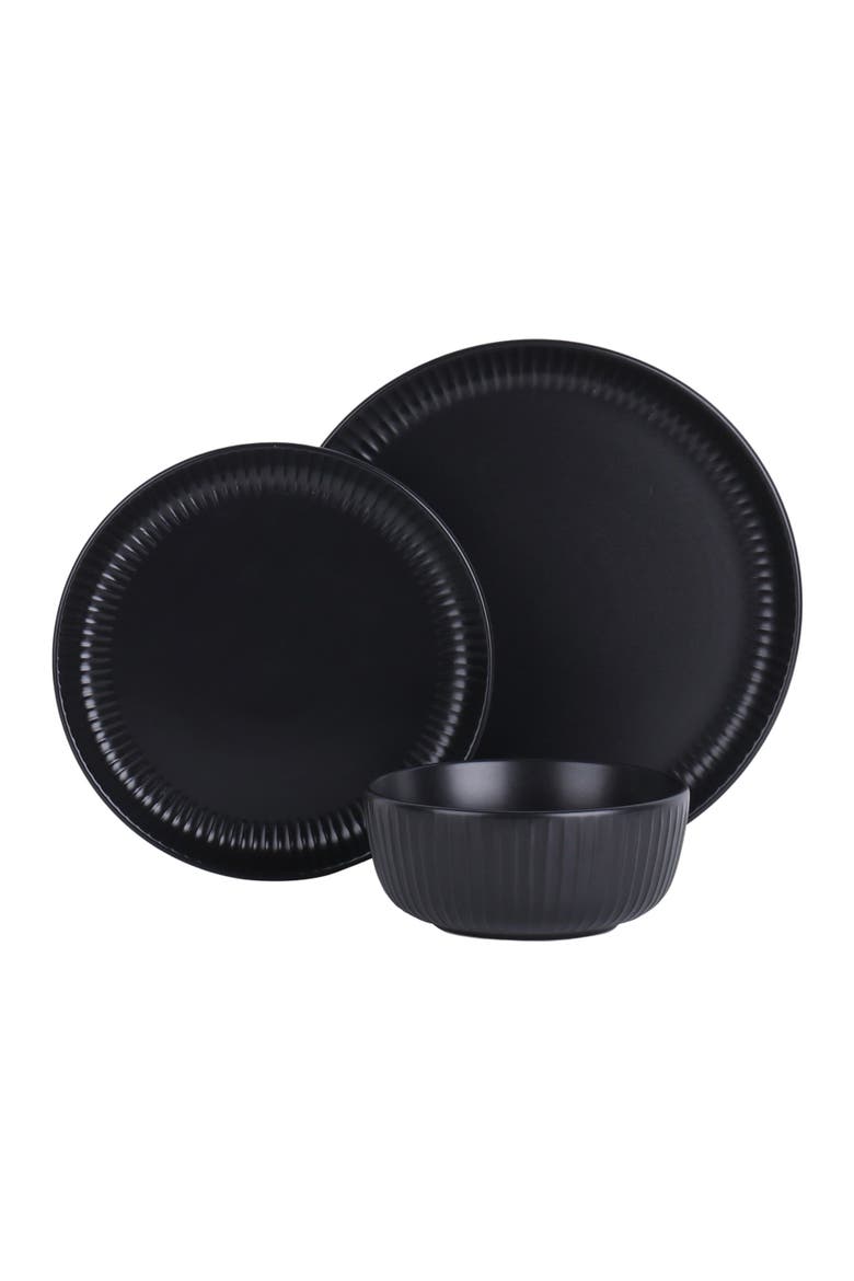 Logan Stoneware 24-Piece Dinnerware Set, Main, color, Black 24-Pieces