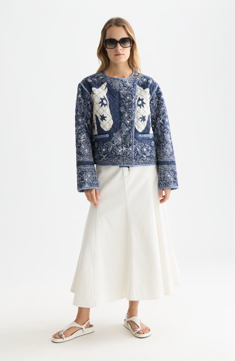 Scotch & Soda Reversible Quilted Jacket, Alternate, color, Horse Bandana Dress Blues