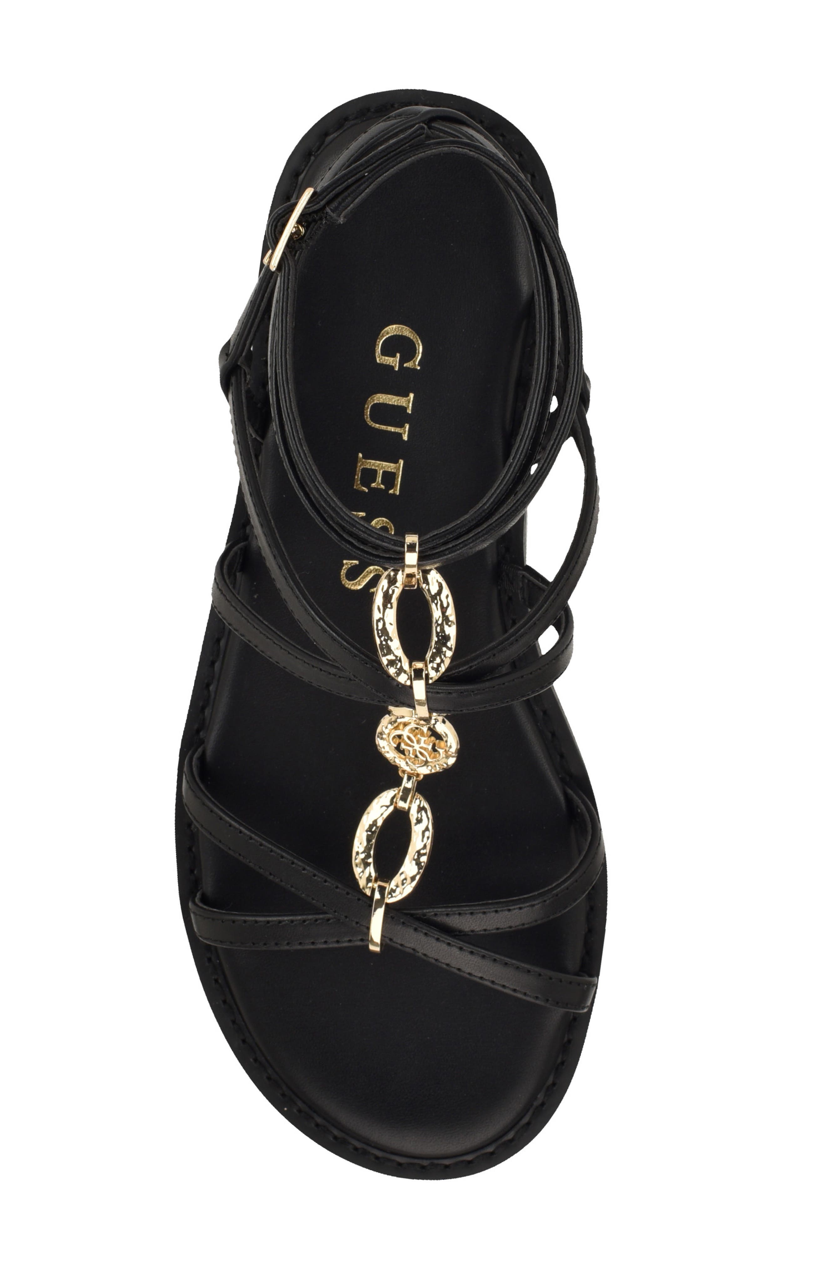GUESS Grunge Strappy Sandal, Alternate, color, Black 001