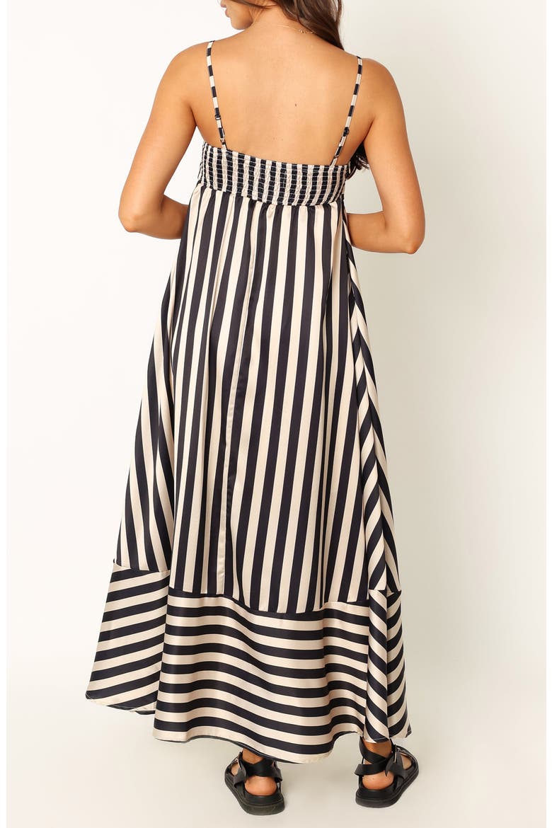 Brea Stripe Sleeveless Satin Maxi Dress, Alternate, color, BLACK STRIPE