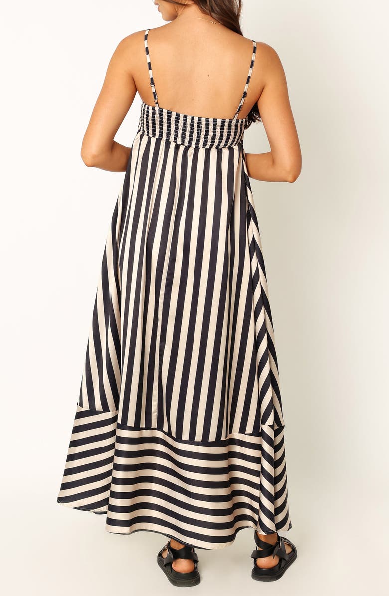Petal & Pup Brea Stripe Sleeveless Satin Maxi Dress, Alternate, color, Black Stripe