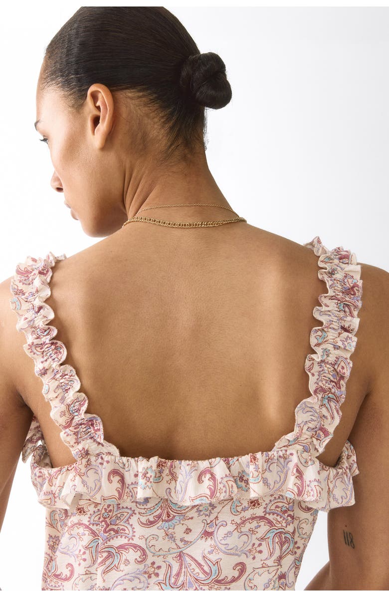 H&M Ruffled Crêpe Dress, Alternate, color, Light Beige/Paisley