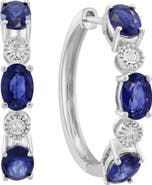 EFFY Natura Sterling Silver Sapphire & Diamond Hoop Earrings