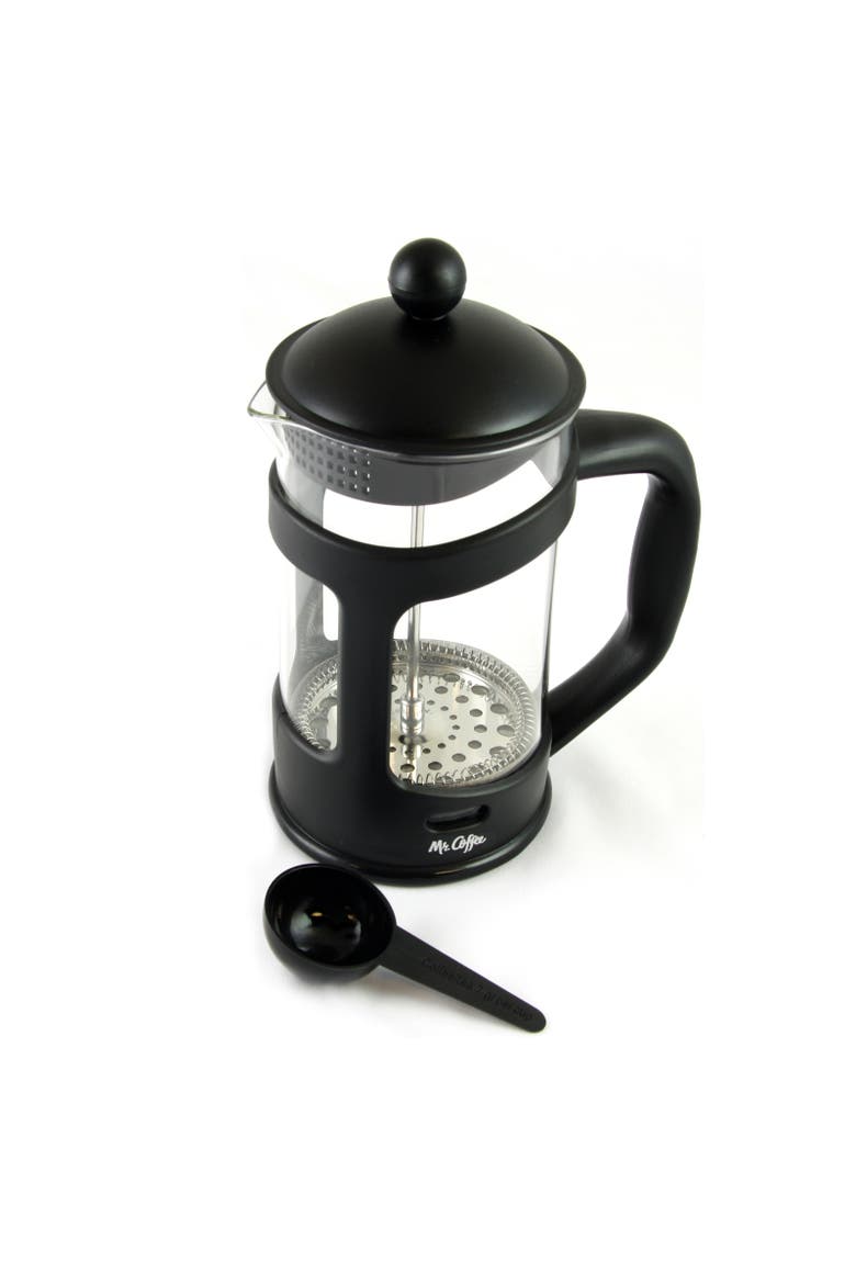 Brivio 28 Ounce Glass French Press Coffee Maker with Plastic Lid, Main, color, Black