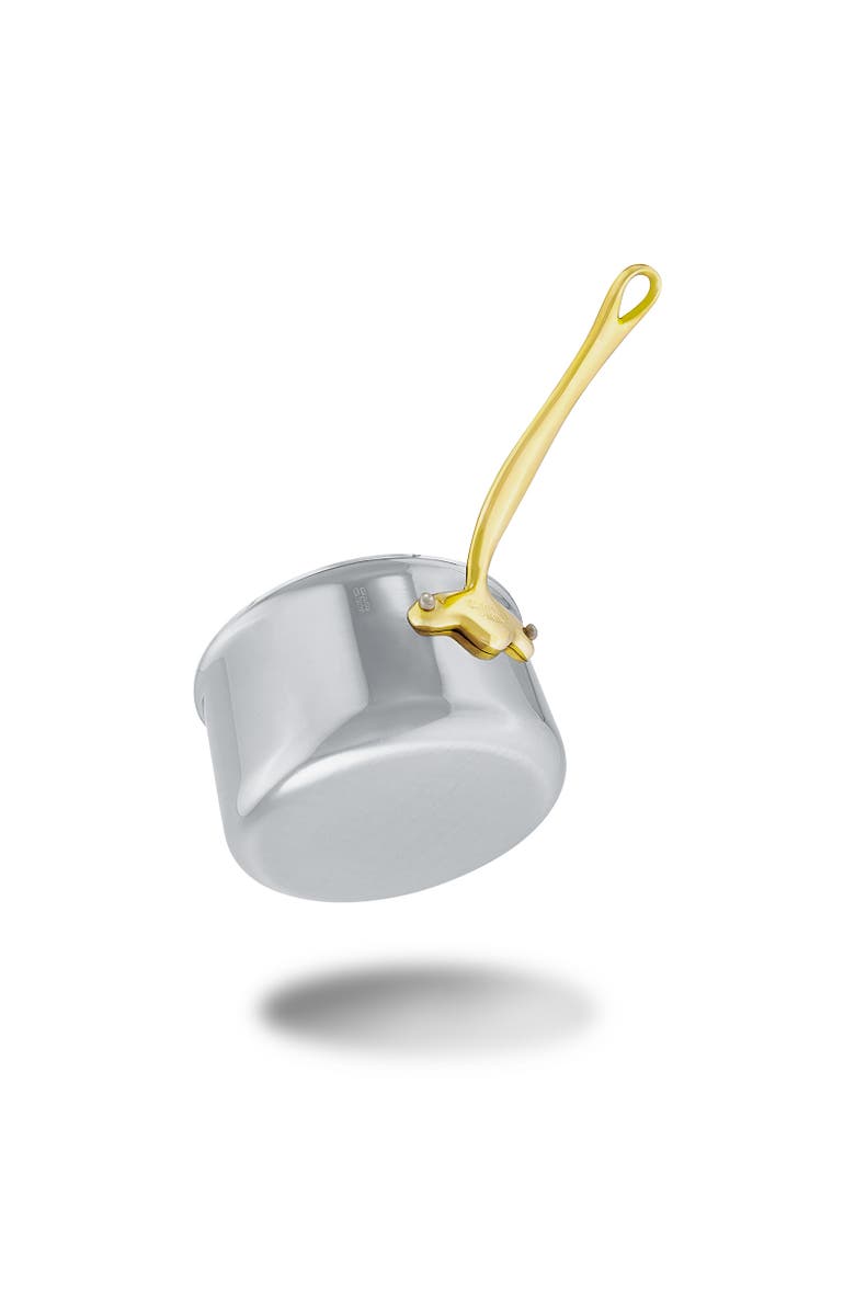 Mauviel M'Cook B 5-Ply Polished Stainless Steel Sauce Pan With Lid, And Brass Handle, Alternate, color, Silver