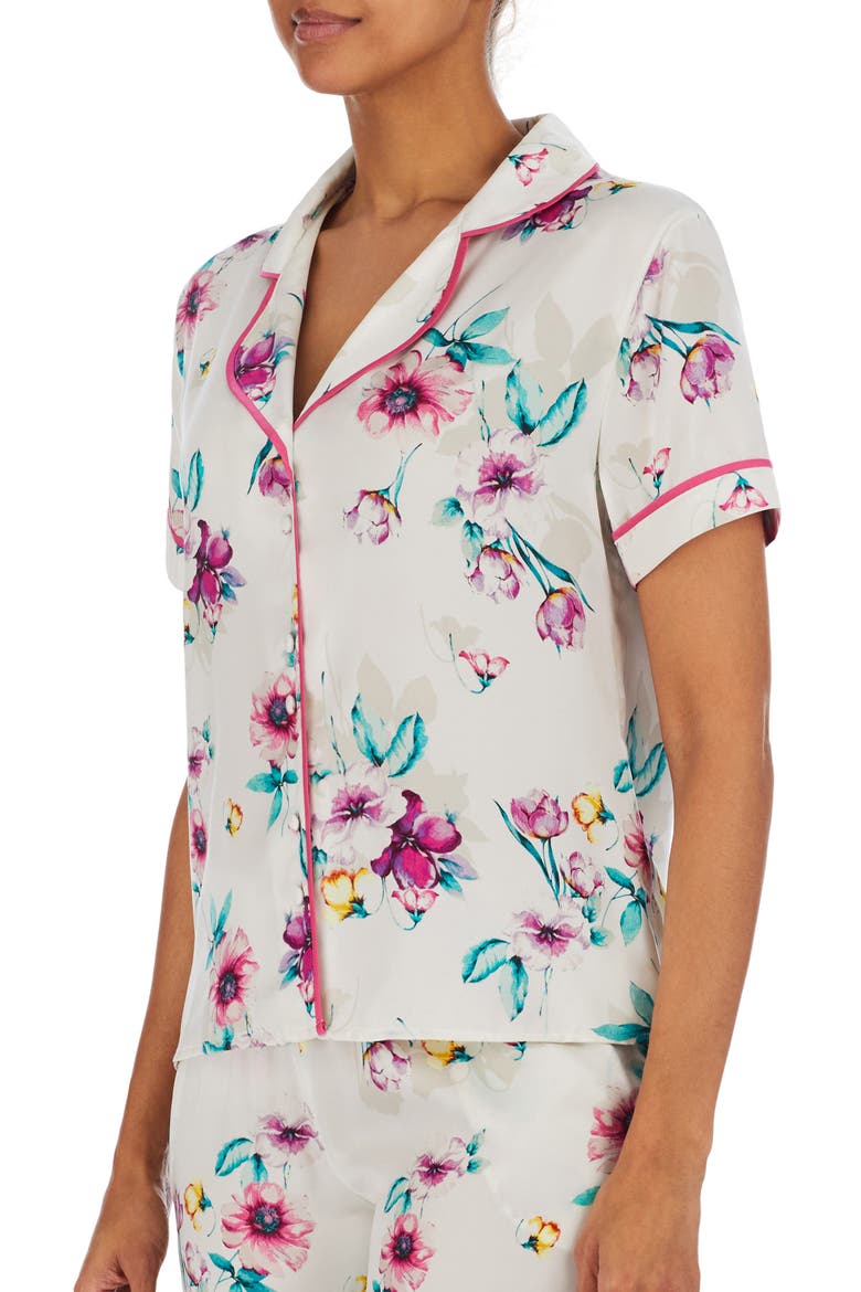 Notch Collar Top (Nordstrom Exclusive), Alternate, color, GREY FLORAL