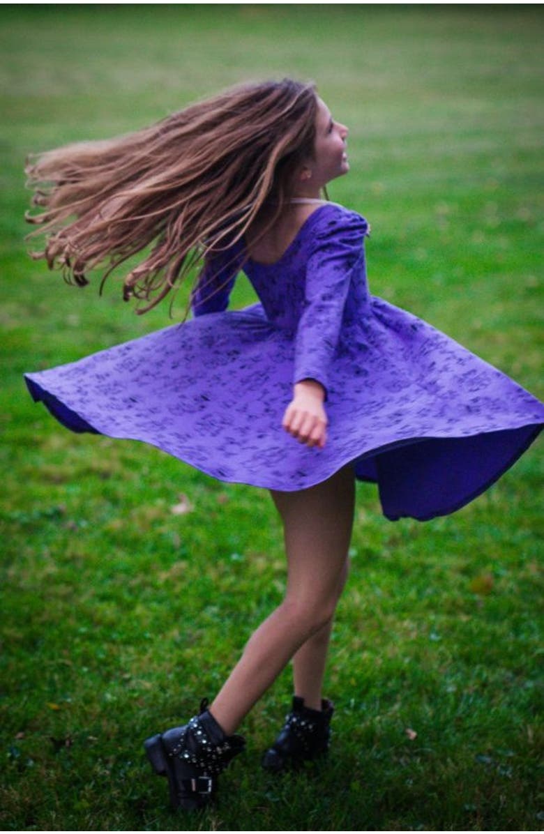 WORTHY THREADS Printed Twirly Dress, Alternate, color, Robots