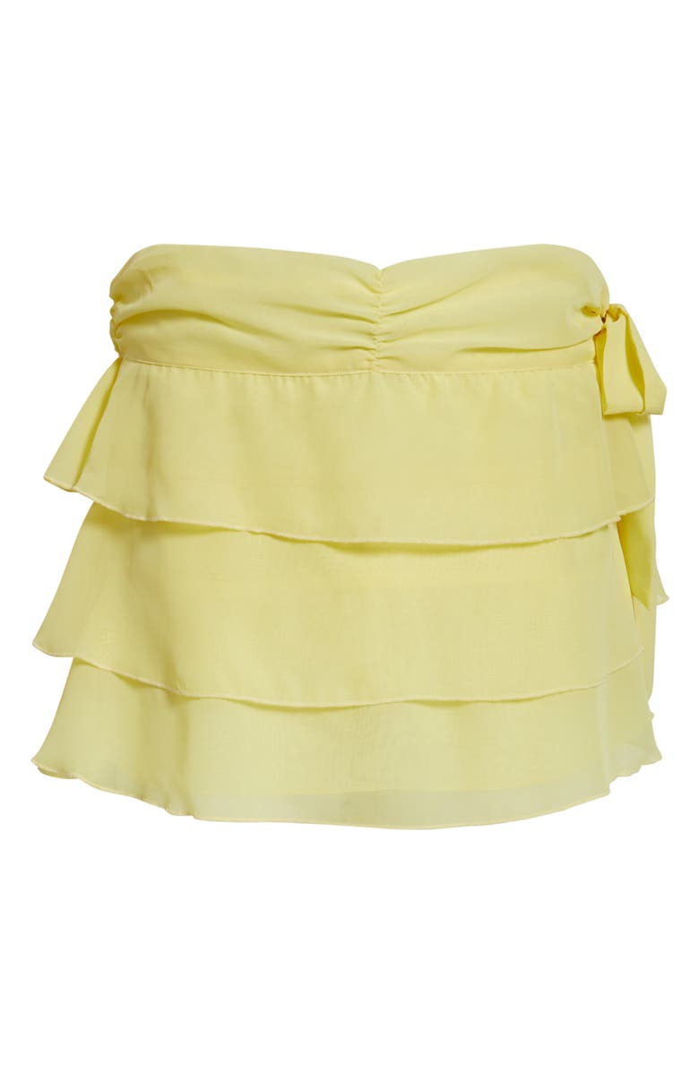 Bella Venice Emma Side Tie Ruffle Miniskirt, Alternate, color, Yellow
