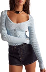 Free People Dynamic Duo Pointelle & Rib Long Sleeve Top
