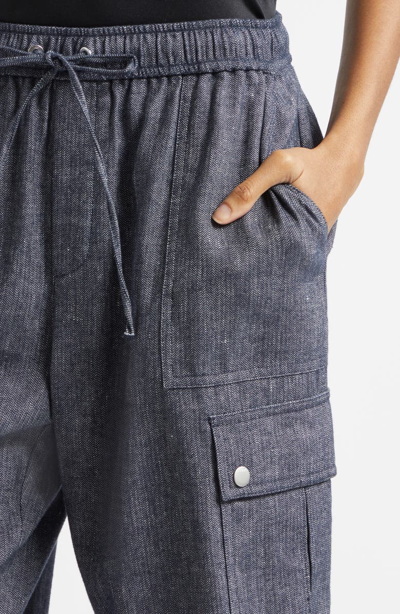 Cinq à Sept Crislin Linen & Cotton Cargo Jogger, Alternate, color, Navy/ Ivory
