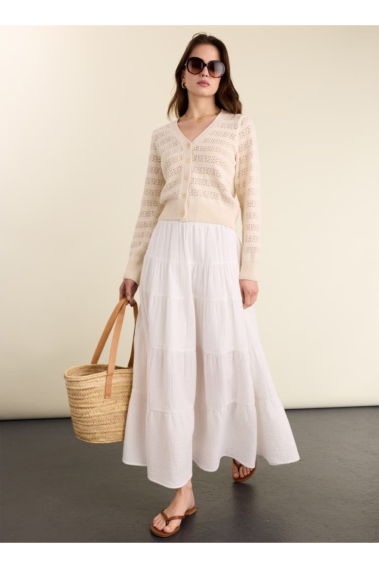 Rhoda Cheesecloth Tiered Maxi Skirt, Alternate, color, Pure White