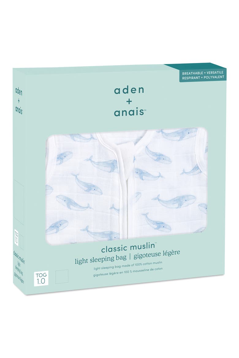 Organic Cotton Muslin Wearable Blanket, Alternate, color, OCEANIC BLUE