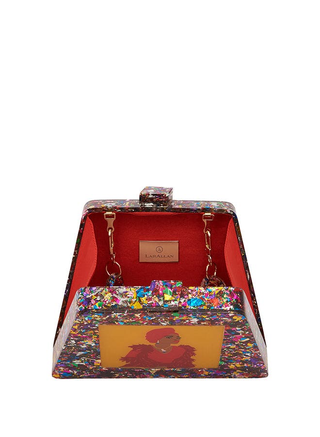 LarAllan Ade Acrylic Triangular Box Clutch With Strap, Alternate, color, Multi Confetti