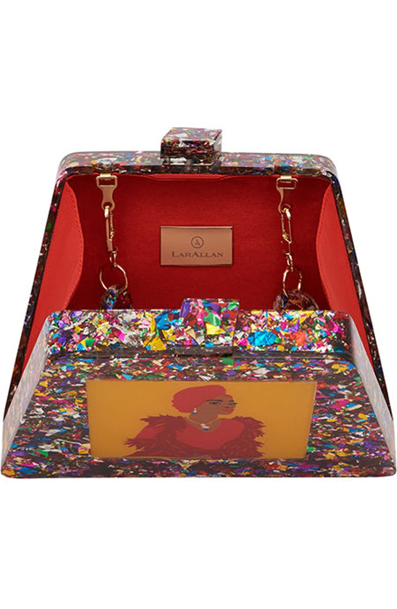 LarAllan Ade Acrylic Triangular Box Clutch With Strap, Alternate, color, Multi Confetti