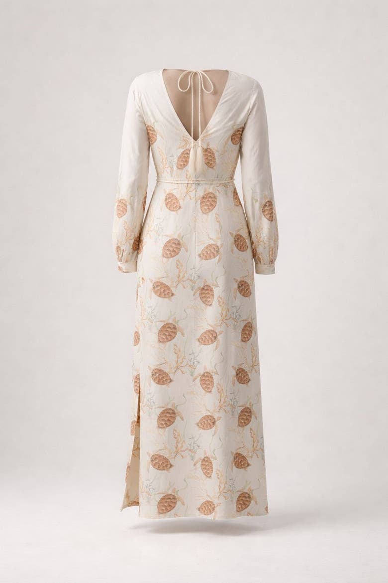 Maroa Linen-blend Printed Maxi Dress, Alternate, color, Ivory (off-white)
