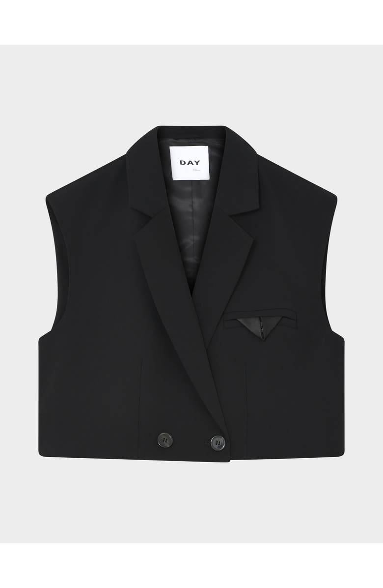 DAY Birger et Mikkelsen Marnie Cropped Gabardine Waistcoat, Alternate, color, Black