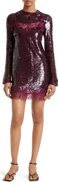 Simkhai Mako Sequin & Lace Long Sleeve Dress