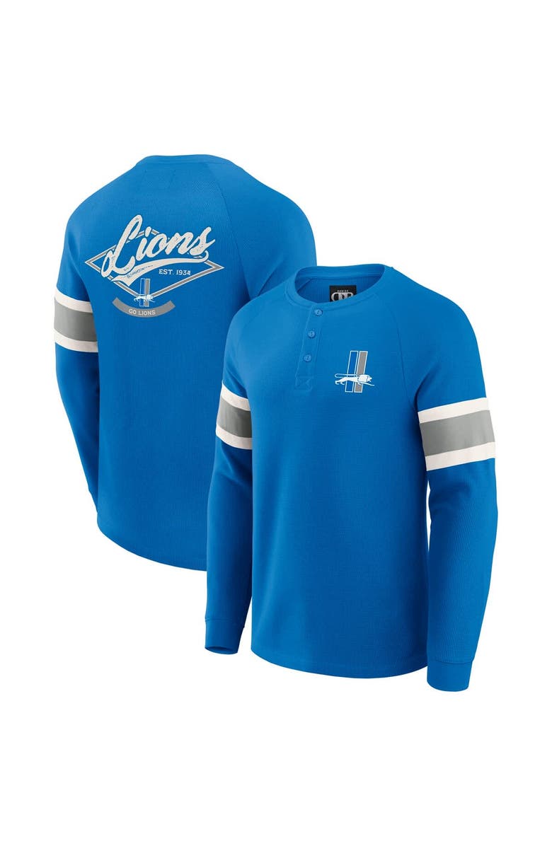 Darius Rucker Collection by Fanatics Men's Darius Rucker Collection by Fanatics Blue Detroit Lions Waffle-Knit Raglan Long Sleeve Henley T-Shirt, Main, color, Blue