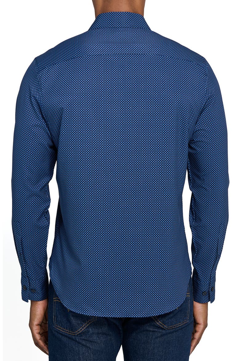 Slim Fit Micro Geometric 4-Way Stretch Performance Button-Up Shirt, Alternate, color, LIGHT BLUE/ NAVY