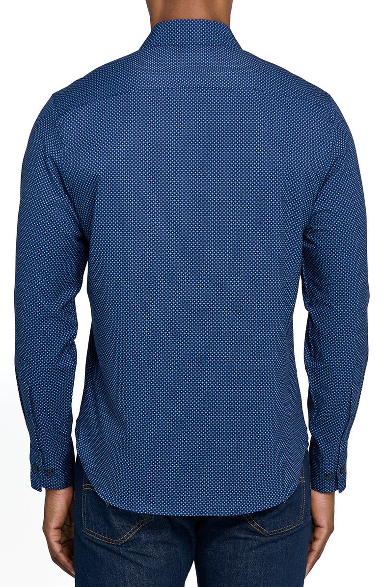 CONSTRUCT Slim Fit Micro Geometric 4-Way Stretch Performance Button-Up Shirt, Alternate, color, Light Blue/ Navy