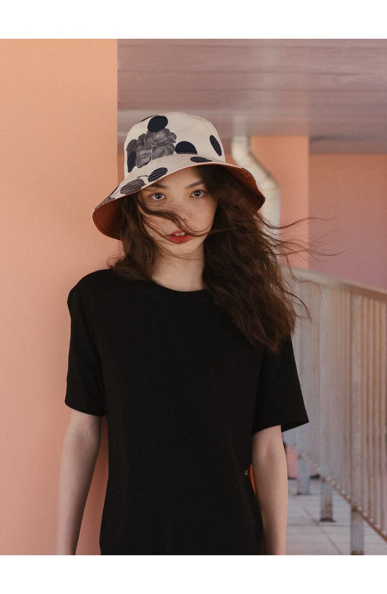 Lost Pattern "Noir Floral" Reversible  Bucket Hat, Alternate, color, White