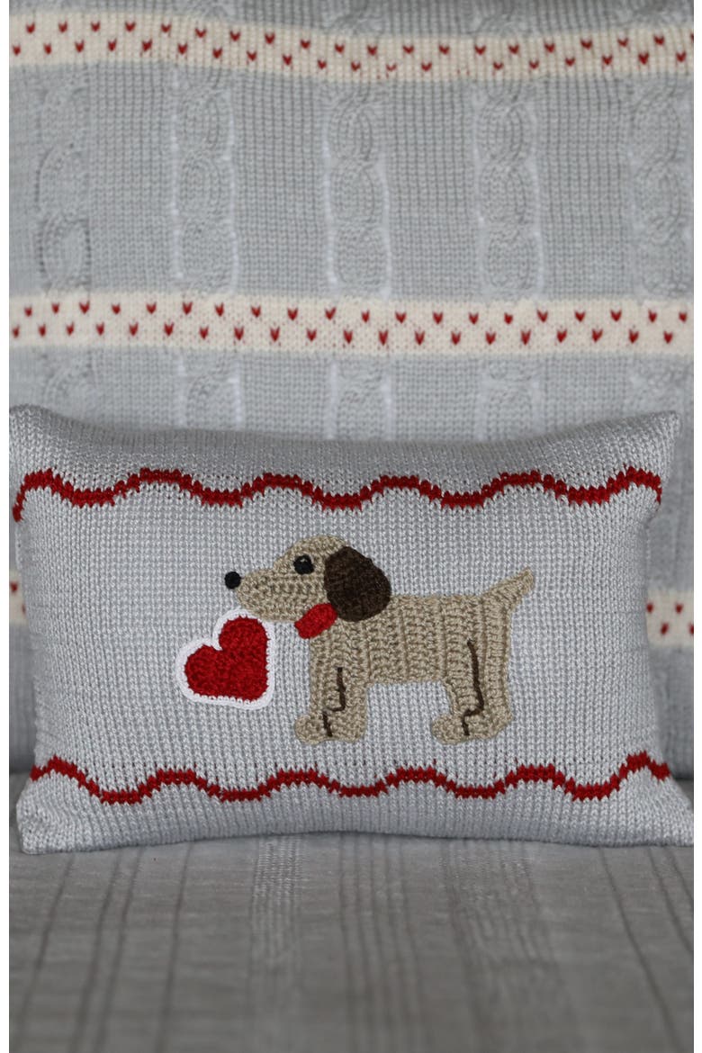 Valentine Puppy Dog Mini Pillow, Alternate, color, Grey