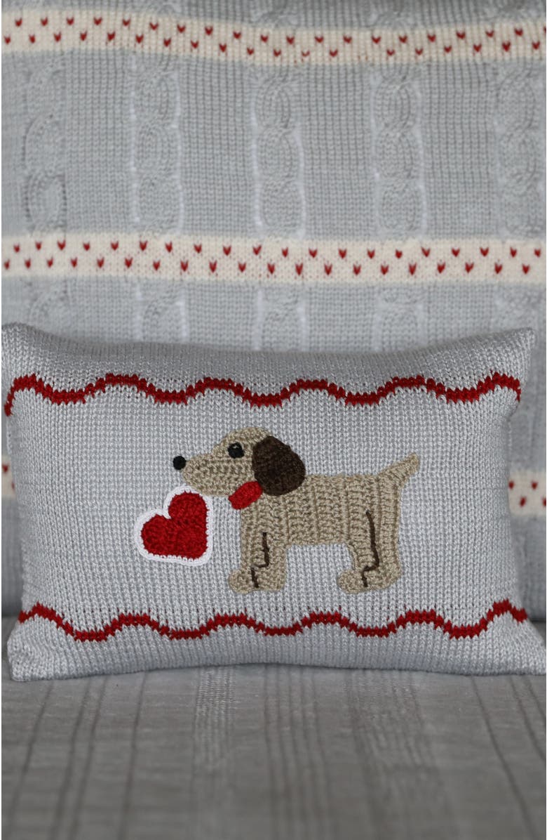 Melange Collection Valentine Puppy Dog Mini Pillow, Alternate, color, Grey