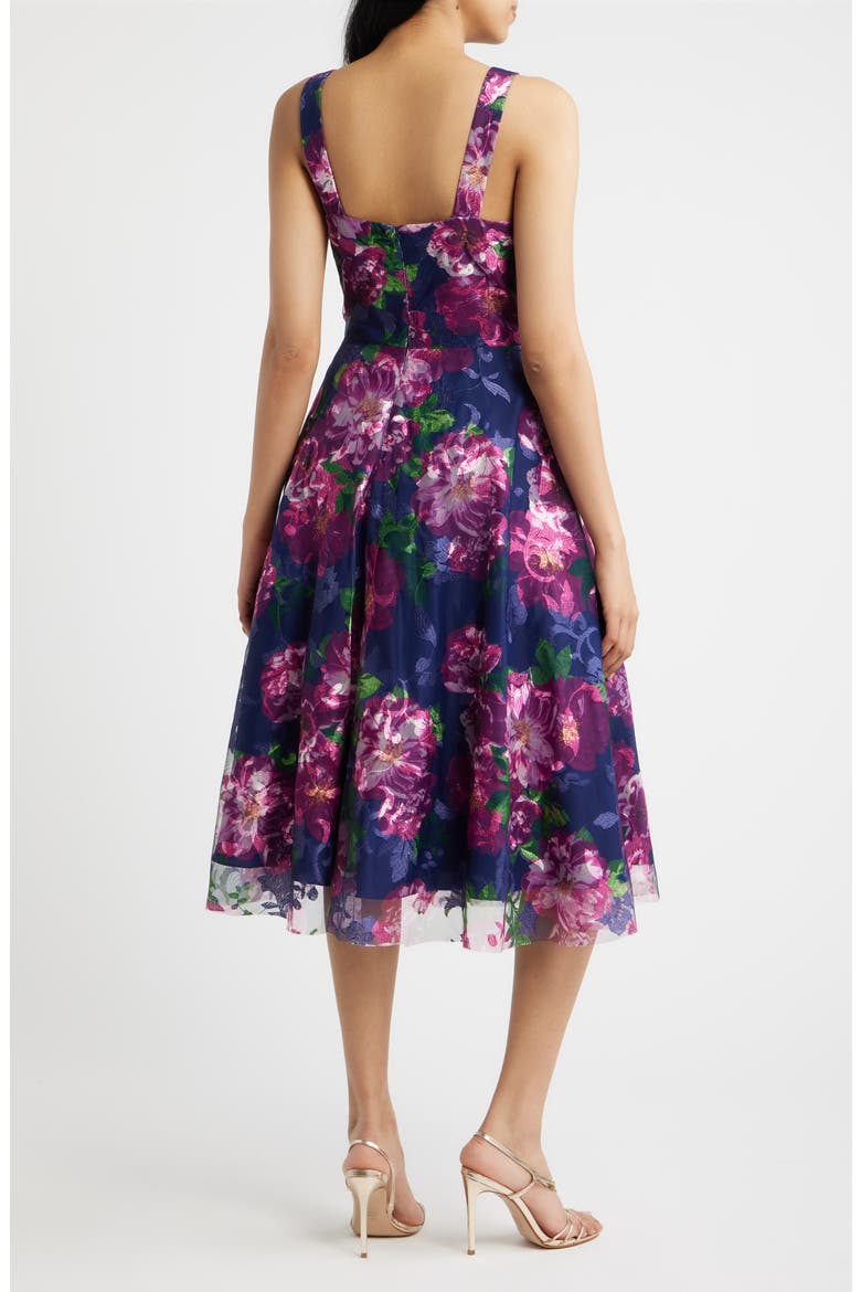 Floral Print Sleeveless Fit & Flare Cocktail Dress, Alternate, color, NAVY MULTI