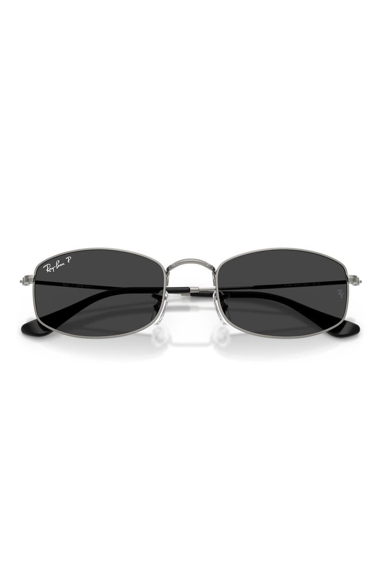 52mm Polarized Irregular Sunglasses, Alternate, color, GUNMETAL / POLAR BLACK