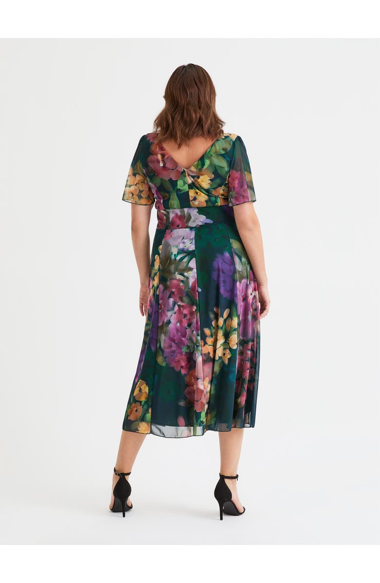 Scarlett & Jo Victoria Floral Angel Sleeve Midi Dress, Alternate, color, Green Multi