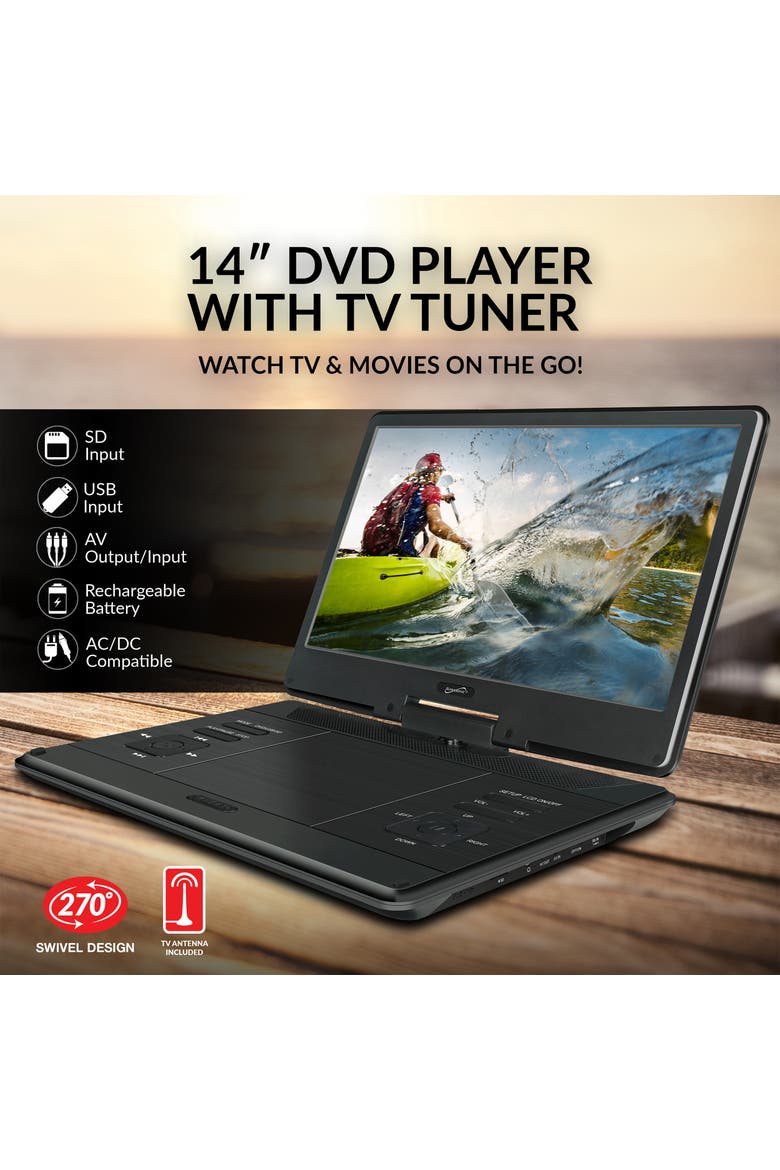 14 Inch Portable Swivel DVD Player, Alternate, color, Black