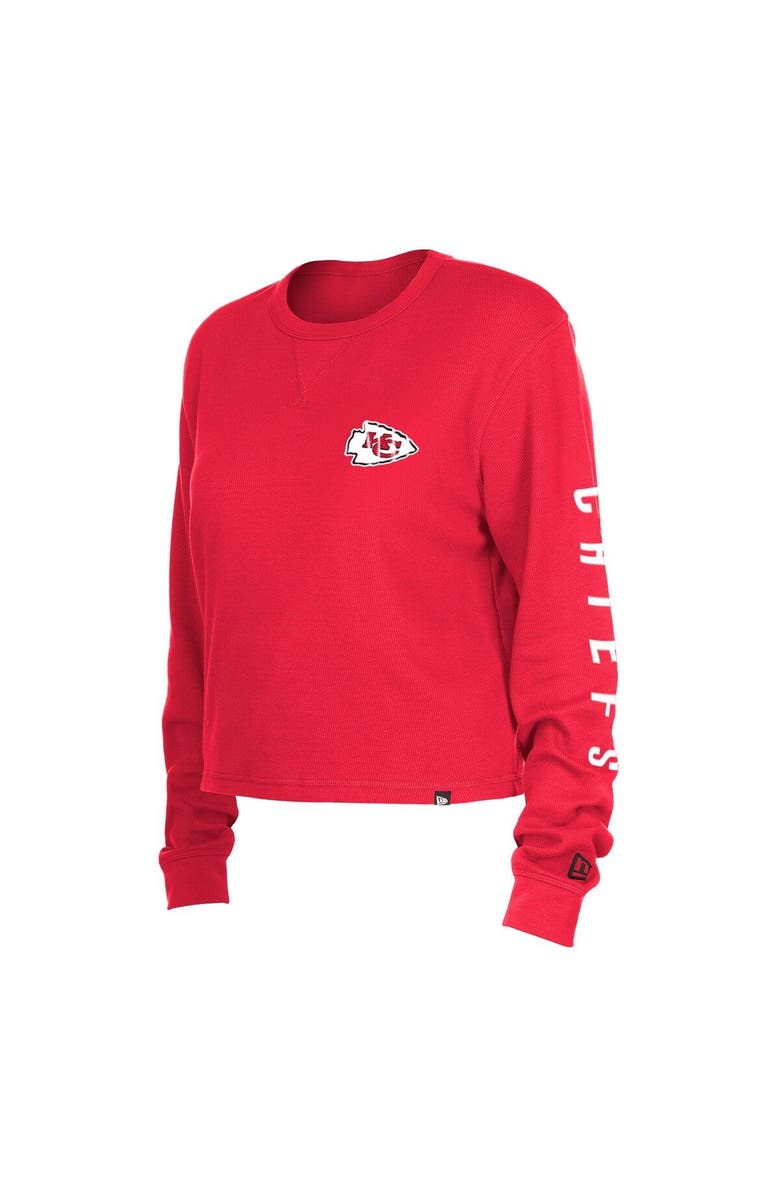 New Era Women's New Era Red Kansas City Chiefs Thermal Crop Long Sleeve T-Shirt, Alternate, color, Red