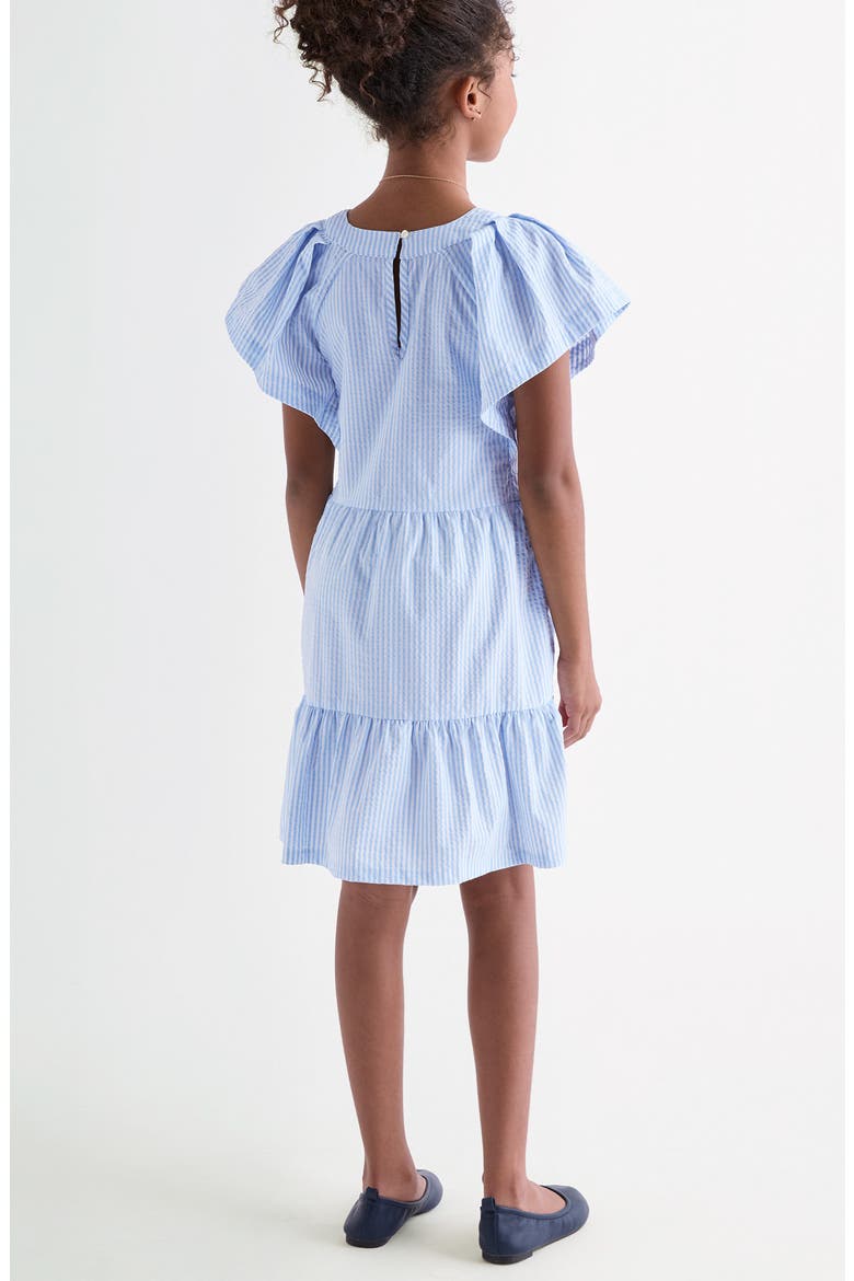 Kids' Sophie Harbor Flutter Sleeve Seersucker UPF 30+ Sundress, Alternate, color, SEERSUCKER-JAKE BLUE