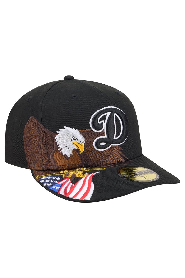 Men's New Era Black Los Angeles Dodgers Americana Bald Eagle Pre-Curved 59FIFTY Fitted Hat, Main, color, Black