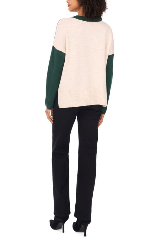 Vince Camuto Contrast High-low Sweater In Green