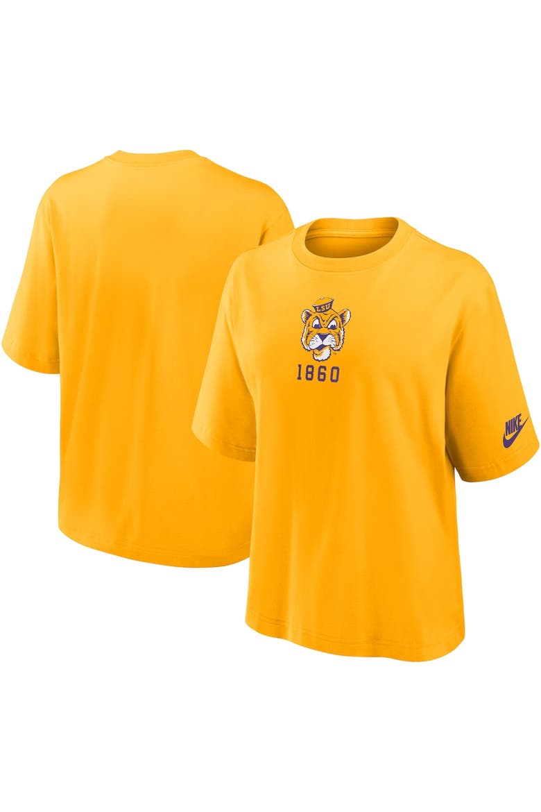 Women's Nike Gold LSU Tigers Legacy Established Boxy T-Shirt, Alternate, color, Gold