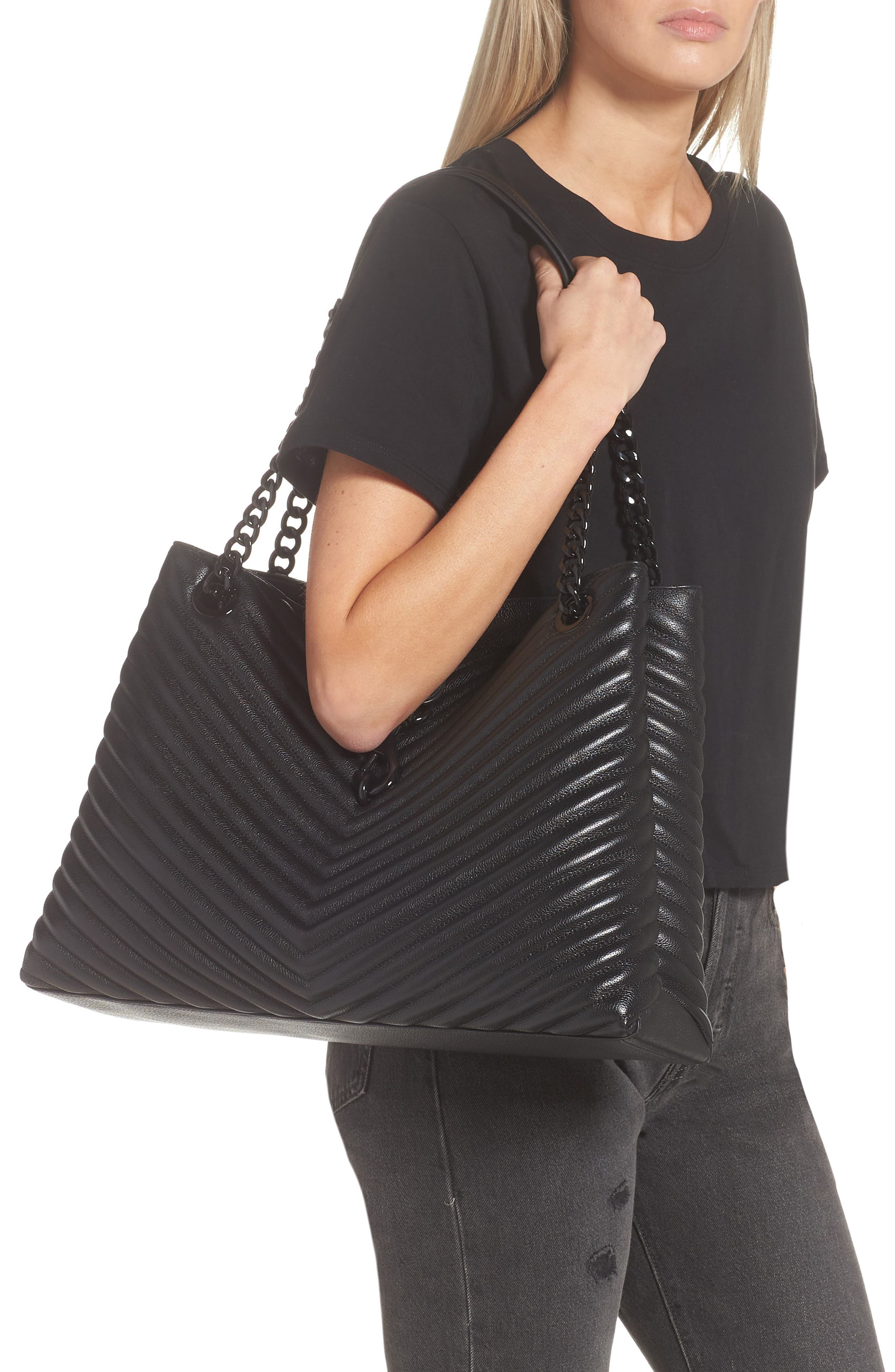 Rebecca Minkoff Edie Chevron Quilted Tote, Alternate, color, 