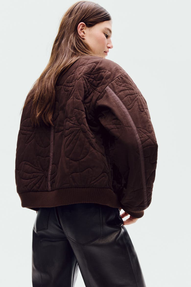 Quilted Bomber Jacket, Alternate, color, Dark brown