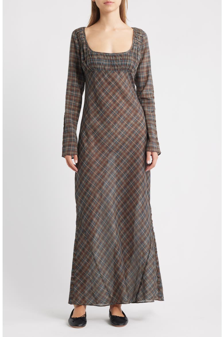 Marissa Sheer Plaid Maxi Dress, Main, color, PLAID MULTI
