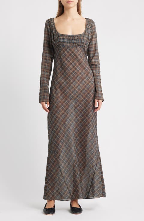 Marissa Sheer Plaid Maxi Dress