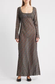 Damson Madder Marissa Sheer Plaid Maxi Dress
