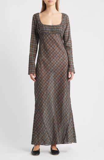 Damson Madder Marissa Sheer Plaid Maxi Dress