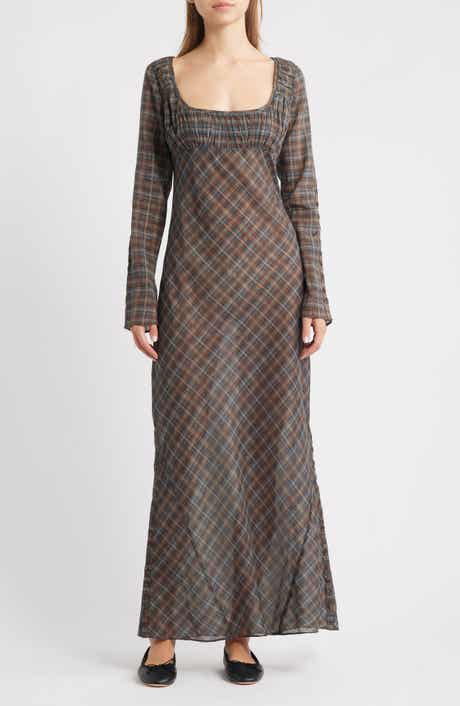 Damson Madder Marissa Sheer Plaid Maxi Dress