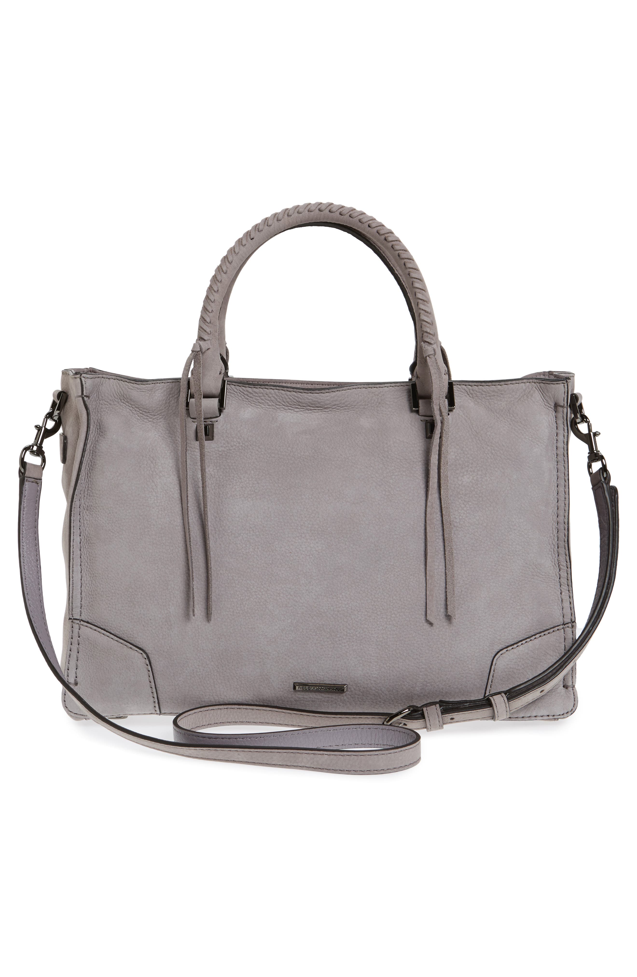 Rebecca Minkoff Regan Studded Leather Satchel, Alternate, color, 