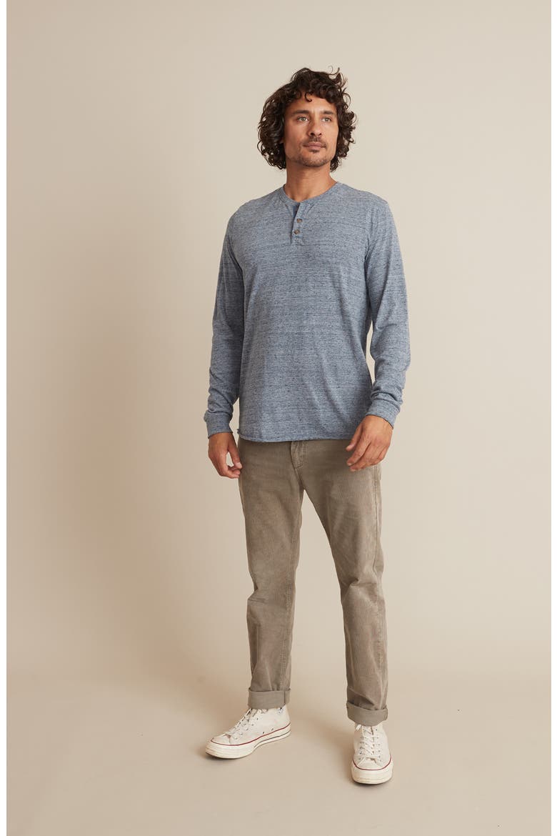 Cotton Blend Long Sleeve Henley, Alternate, color, DENIM HEATHER NEPS CORE