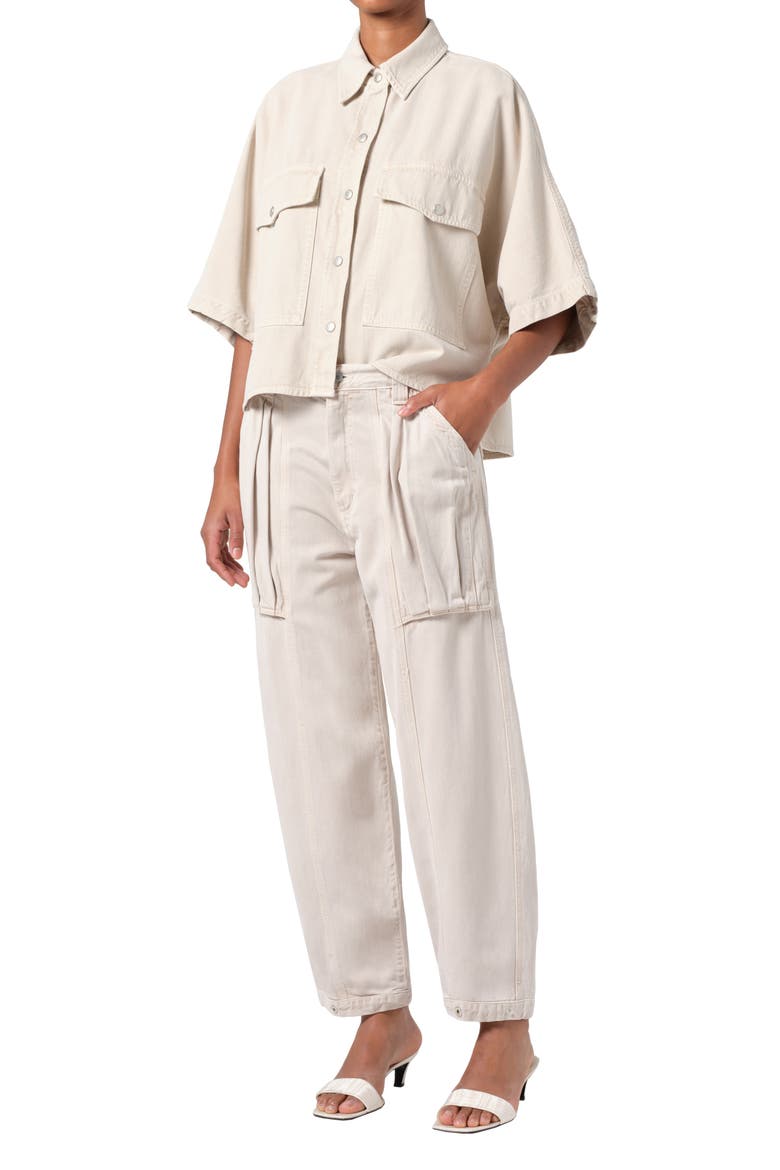 Taron Short Sleeve Denim Button-Up Shirt, Alternate, color, SCONE