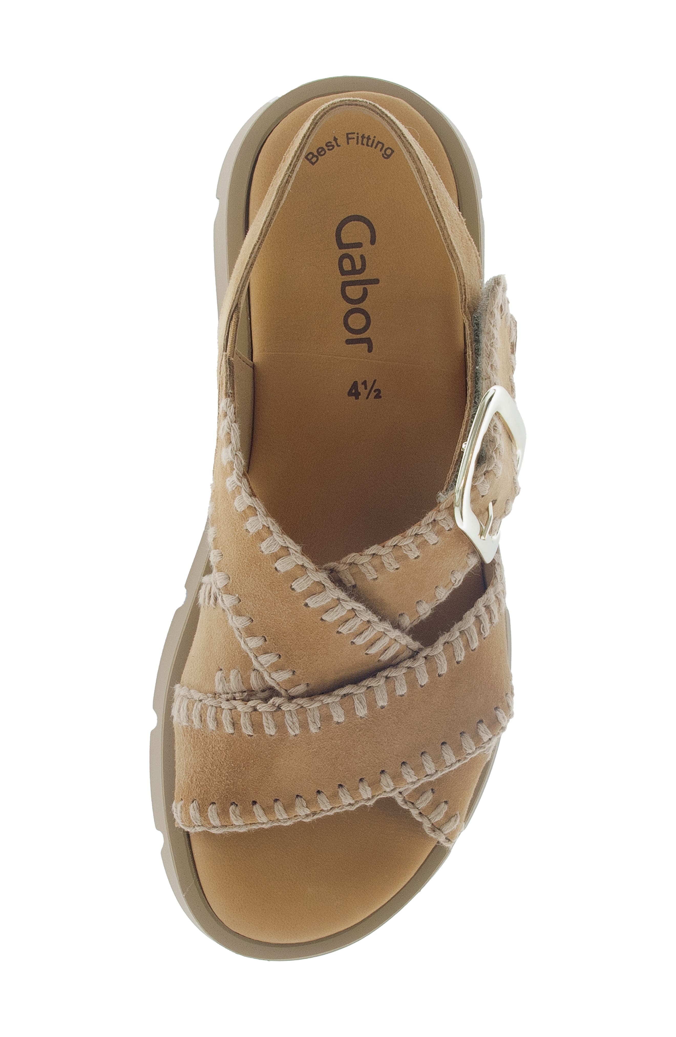 Gabor Crossover Slingback Wedge Sandal, Alternate, color, Walnut