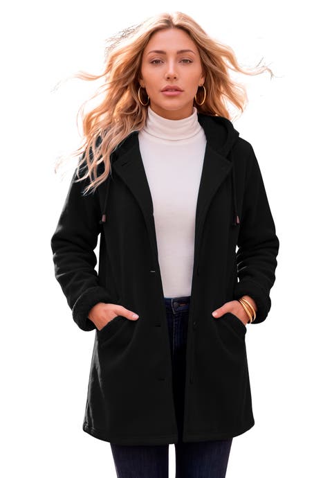 Plus Size Hooded Fleece Fleece Coat (plus)